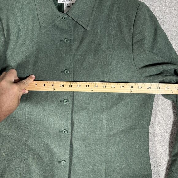 VNTG Pendleton Structured Jacket Women Size 12 Full Button Green Virgin Wool USA - Picture 9 of 14